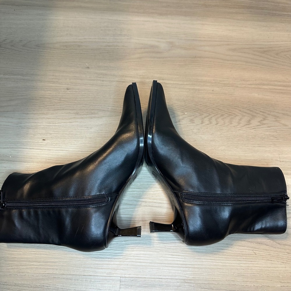 Zara Women Black Pointed Toe Kitten Heel Ankle Boots Side Zip EU 38 US 7.5 - Picture 7 of 11